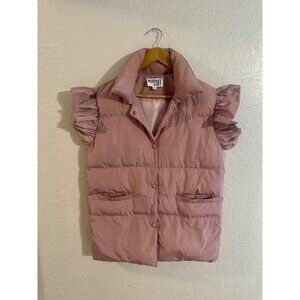 Bucket List Vici Dusty Pink Ruffle Sleeve Bubble Puffer Vest Jacket